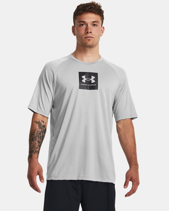 Men's UA Tech™ Print Fill Short Sleeve in Gray image number 0